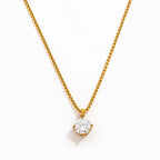 Joolim Jewelry 18K Gold Plated Waterproof Fashion Simple Classic round Zirconia Pendant Necklace Stainless Steel Jewelry