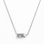 Joolim Jewelry 18K Gold Plated Waterproof Fashion Versatile Rectangle&Round Zirconia Pendant Necklace Stainless Steel Jewelry