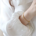 High End 18K PVD Gold Plated Water Drop Yellow Olive Green Zircon Luxury Tassel Stainless Steel Bracelet for Jewelry Women