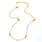 Joolim Jewelry 18K Gold Plated Waterproof Trendy Fashion Sweety Bow round Zirconia Pave Pendant Necklace Stainless Steel Jewelry