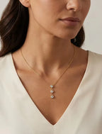 Joolim Jewelry 18K Gold Plated Waterproof Fashion Simple Versatile Three Zirconia Pendant Necklace Stainless Steel Jewelry
