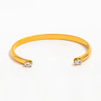 High End 18K Gold Plated Double Waterdrop Zircon Cuff Bangle Bracelet Stainless Steel Gold Jewelry