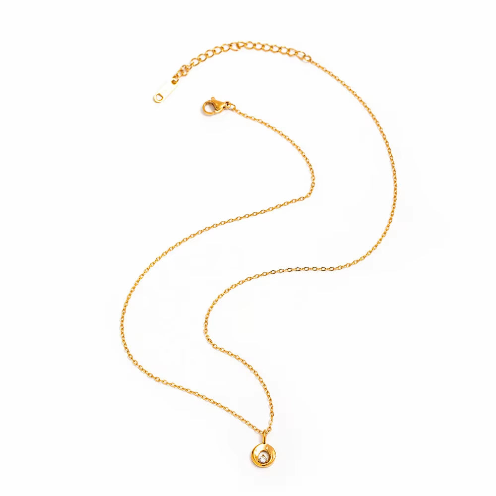 Joolim Jewelry 18K Gold Plated Waterproof Fashion Mobius Donut Zirconia Sparkling Pendant Necklace Stainless Steel Jewelry