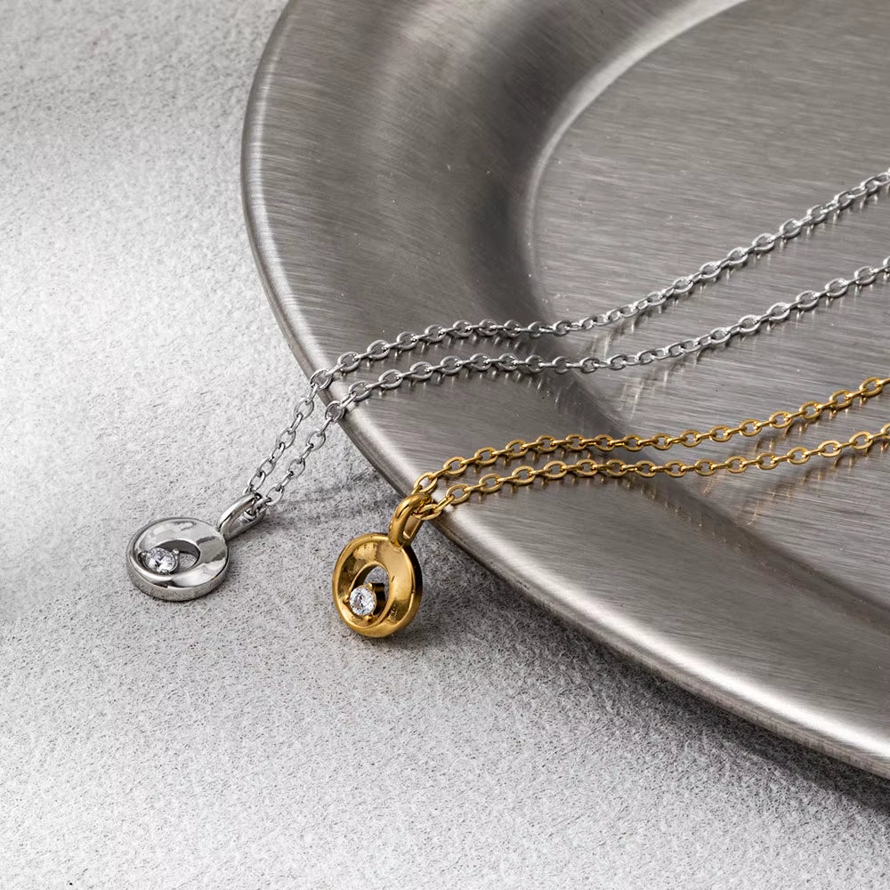 Joolim Jewelry 18K Gold Plated Waterproof Fashion Mobius Donut Zirconia Sparkling Pendant Necklace Stainless Steel Jewelry