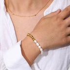 Joolim Jewelry Wholesale 18K Gold Plated High End Freshwater Pearl Bead Mixed Bracelet Stainless Steel Jewelry
