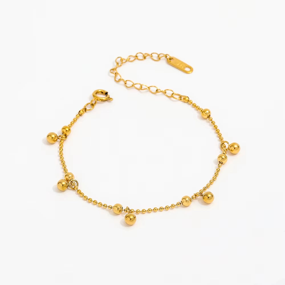 High End Gold Plated Stainless Steel Bead Satellite Pendant Bead Chain Bracelet for Women Wholesale Jewelry
