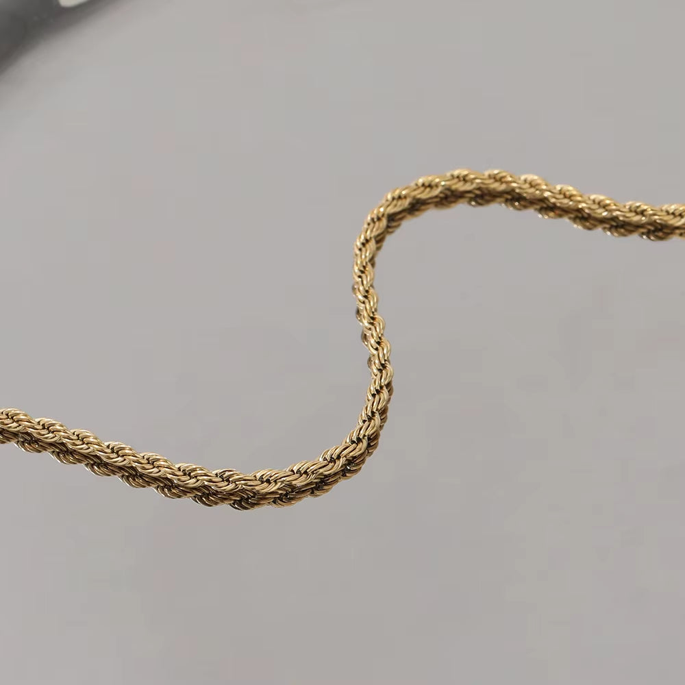 High End Gold Plated Stainless Steel Twisted Rope Bracelet for Women Wholesale Jewelry