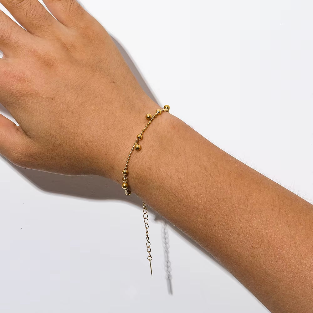High End Gold Plated Stainless Steel Bead Satellite Pendant Bead Chain Bracelet for Women Wholesale Jewelry
