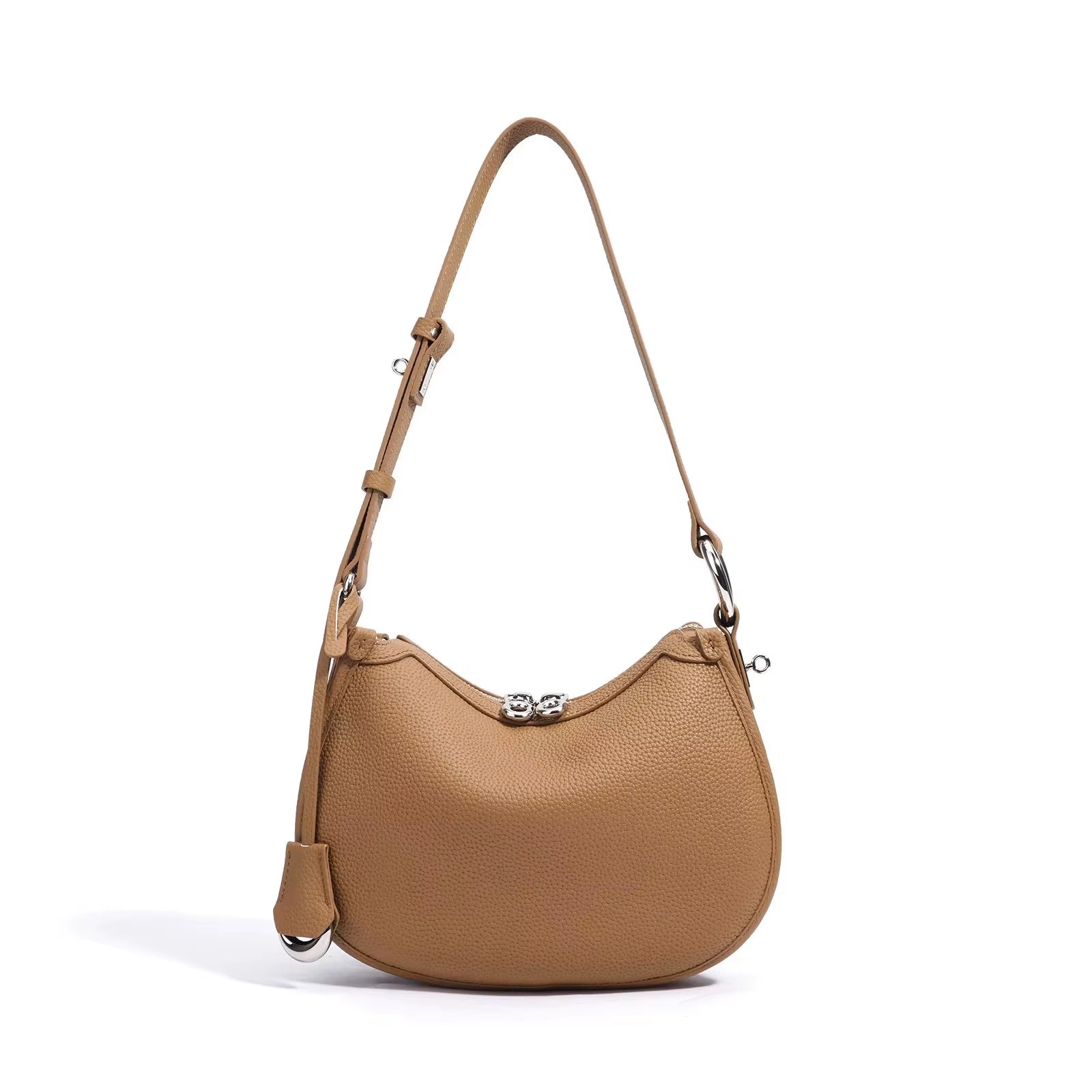 2026 New Summer Genuine Leather Underarm Bag, Minimalist Zip Closure Women Shoulder Crossbody Handbag