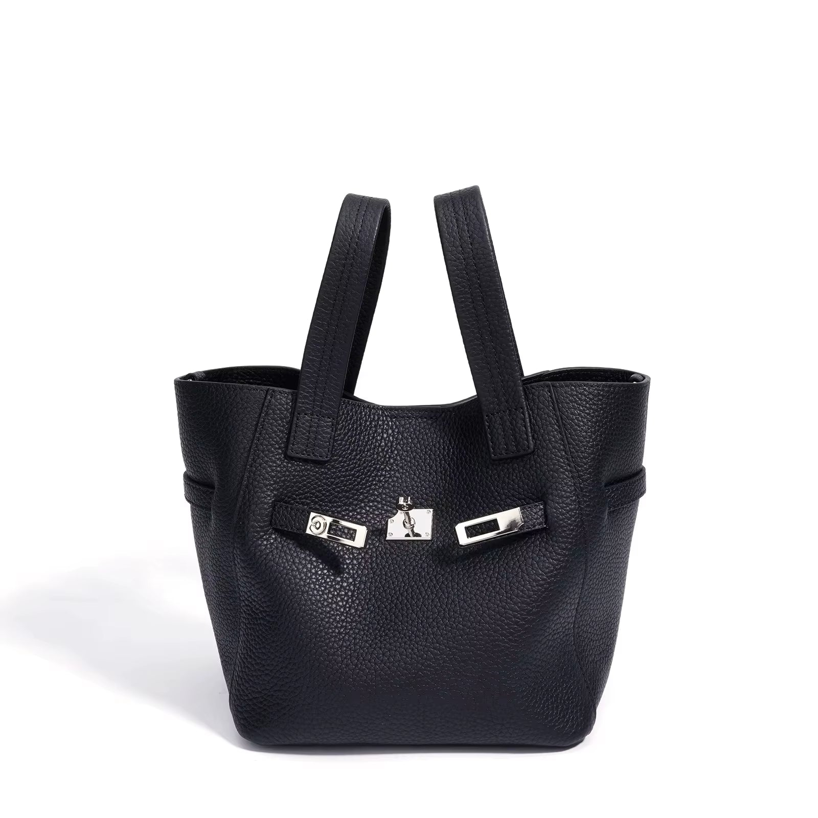 2026 New Summer Top-Layer Leather Tote Bag, Women Large Capacity Vintage Handbag with Metal Clasp