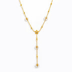 Joolim Jewelry 18K Gold Plated Waterproof Fashion Sweety Flower Pear Pendant Y-Shaped Necklace Stainless Steel Jewelry