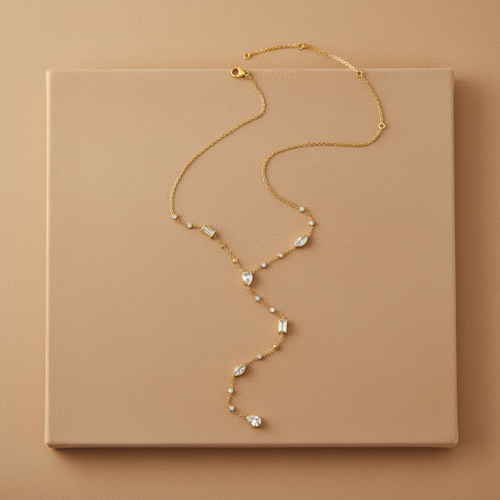 Collier en diamant plaqué or 18K de la marque SELFY, avec pendentif élégant et brillant.