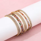 Joolim Luxury Tennis Charm Bracelet Waterproof & Tarnish-Free Colorful Zirconia Stainless Steel Fashionable Jewelry