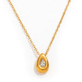 Joolim Jewelry 18K Gold Plated Waterproof Fashion Dainty Simple Teardrop Pear Zirconia Pendant Necklace Stainless Steel Jewelry