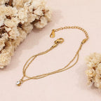 High End Gold Plated Stainless Steel CZ Double-Layer Bracelet for Women Wholesale Jewelry