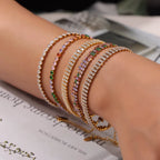 Joolim Luxury Tennis Charm Bracelet Waterproof & Tarnish-Free Colorful Zirconia Stainless Steel Fashionable Jewelry