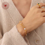 High End Gold Plated Diamond Pave Curb Stainless Steel Bracelet for Jewelry Women