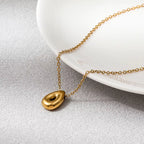 Joolim Jewelry 18K Gold Plated Waterproof Fashion Dainty Simple Teardrop Pear Zirconia Pendant Necklace Stainless Steel Jewelry