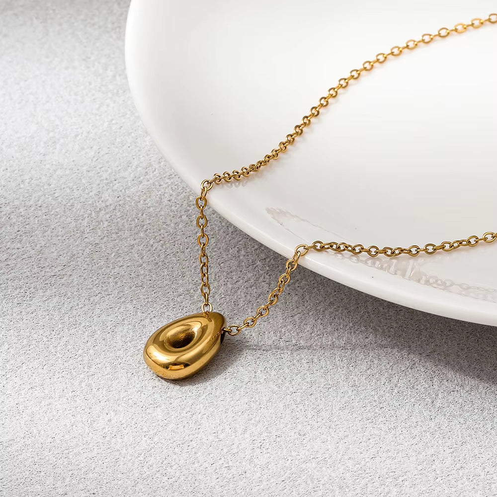Joolim Jewelry 18K Gold Plated Waterproof Fashion Dainty Simple Teardrop Pear Zirconia Pendant Necklace Stainless Steel Jewelry
