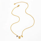 Joolim Jewelry 18K Gold Plated Waterproof Fashion Shell Pearl Blue Zirconia Rhombus Pendant Necklace Stainless Steel Jewelry
