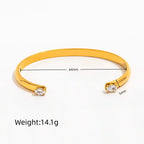 High End 18K Gold Plated Double Waterdrop Zircon Cuff Bangle Bracelet Stainless Steel Gold Jewelry
