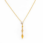 Joolim Jewelry 18K Gold Plated Waterproof Fashion Elegant Rhombus Zirconia Pendant Y-Shaped Necklace Stainless Steel Jewelry