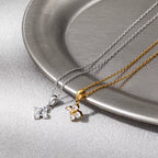 Joolim Jewelry 18K Gold Plated Waterproof Fashion Simple Sweety Flower Zirconia Pendant Necklace Stainless Steel Jewelry