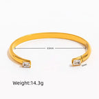 High End 18K Gold Plated Double Waterdrop Zircon Cuff Bangle Bracelet Stainless Steel Gold Jewelry