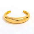 High End 18K PVD Gold Plated Tarnish Free Waterproof Crescent Moon C Cuff Chunky Bracelet Bangle Stainless Steel Jewelry