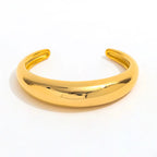 High End 18K PVD Gold Plated Tarnish Free Waterproof Crescent Moon C Cuff Chunky Bracelet Bangle Stainless Steel Jewelry