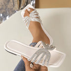 European Fashion 2026 Summer Women'S Snakeskin Flat Sandals Outdoor Anti-Slippery Printed Slippers New Design