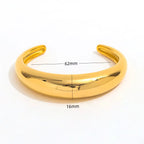 High End 18K PVD Gold Plated Tarnish Free Waterproof Crescent Moon C Cuff Chunky Bracelet Bangle Stainless Steel Jewelry