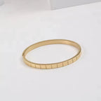 High End PVD 18K Gold Plated Plaid Bangle Bracelet Stainless Steel Jewelry Tarnish Free & Waterproof