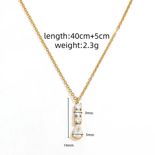 Joolim Jewelry 18K Gold Plated Waterproof&Tarnish Free Fashion Dainty Teardrop&Round Zirconia Pendant Necklace Stainless Steel