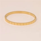 High End PVD 18K Gold Plated Plaid Bangle Bracelet Stainless Steel Jewelry Tarnish Free & Waterproof