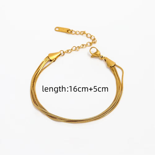 High End 18K Gold Plated Stainless Five Layers Snake Chain Bracelet for Women Wholesale Fashion Jewelry