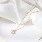 Joolim Jewelry 18K Gold Plated Waterproof&Tarnish Free Fashion Heart&Teardrop Pear Zirconia Pendant Necklace Stainless Steel