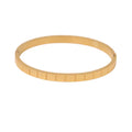 High End PVD 18K Gold Plated Plaid Bangle Bracelet Stainless Steel Jewelry Tarnish Free & Waterproof