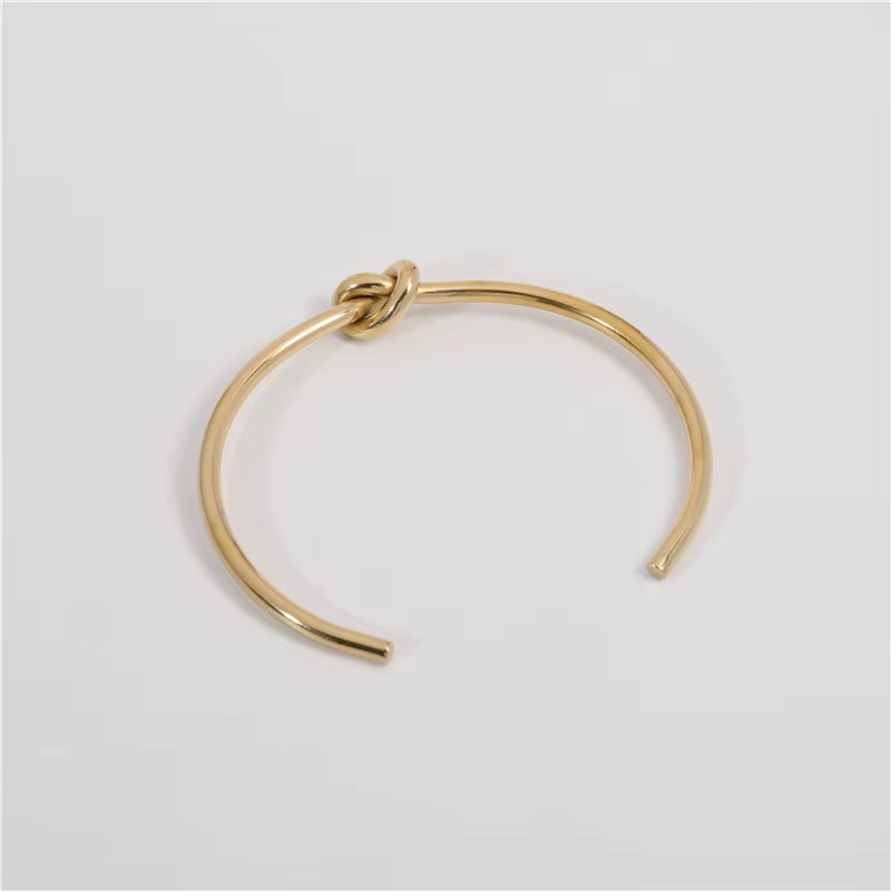 High End Gold Plated Stainless Steel Knot Cuff Bracelet for Women Wholesale Jewelry