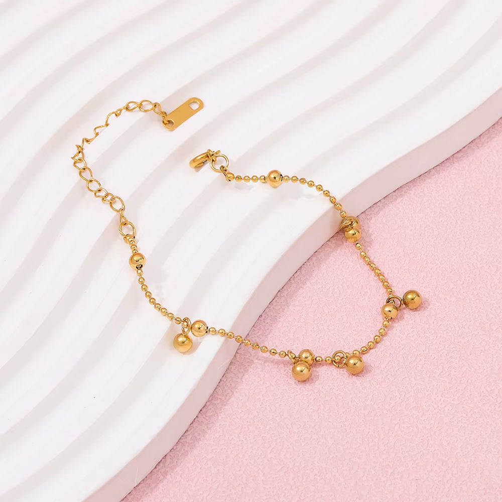 High End Gold Plated Stainless Steel Bead Satellite Pendant Bead Chain Bracelet for Women Wholesale Jewelry