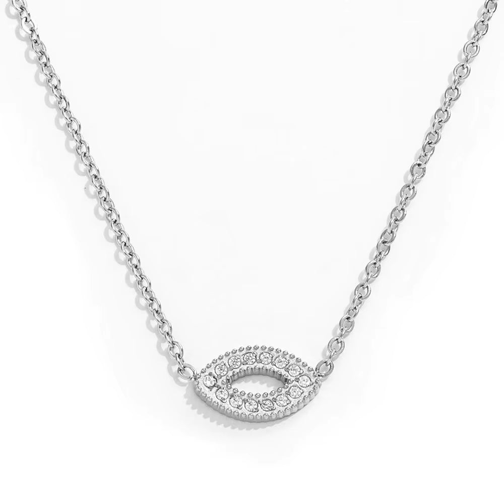 Joolim Jewelry 18K Gold Plated Waterproof Fashion Classic Simple Eye Zirconia Pendant Necklace Stainless Steel Jewelry
