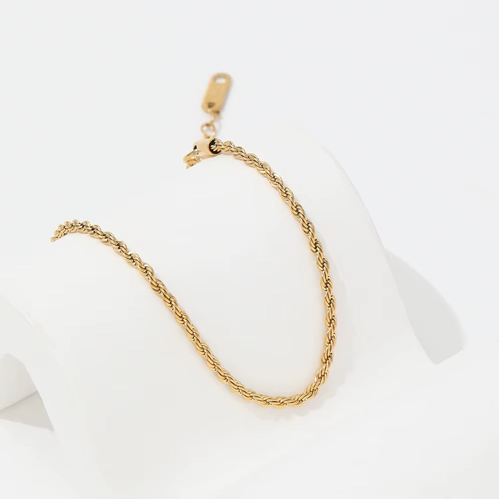 High End Gold Plated Stainless Steel Twisted Rope Bracelet for Women Wholesale Jewelry