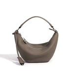 Custom Luxury Top Grain Genuine Leather Half Moon Hobo Bag for Women 2026 Trendy Crescent Shoulder Crossbody Handbag with Charm