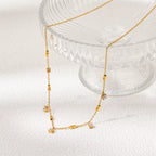 Joolim Jewelry 18K Gold Plated Waterproof Dainty Fashion Small Square Zirconia Claw Pendant Necklace Stainless Steel Jewelry