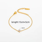 18K PVD Gold Plated Waterproof Stainless Steel Tear Drop Rectangle Zirconia Bracelet for Women Wholesale Jewelry