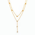 Joolim Jewelry 18K Gold Plated Waterproof Sweety Fashion Double-Layer Bow Zirconia Y-Shaped Necklace Stainless Steel Jewelry