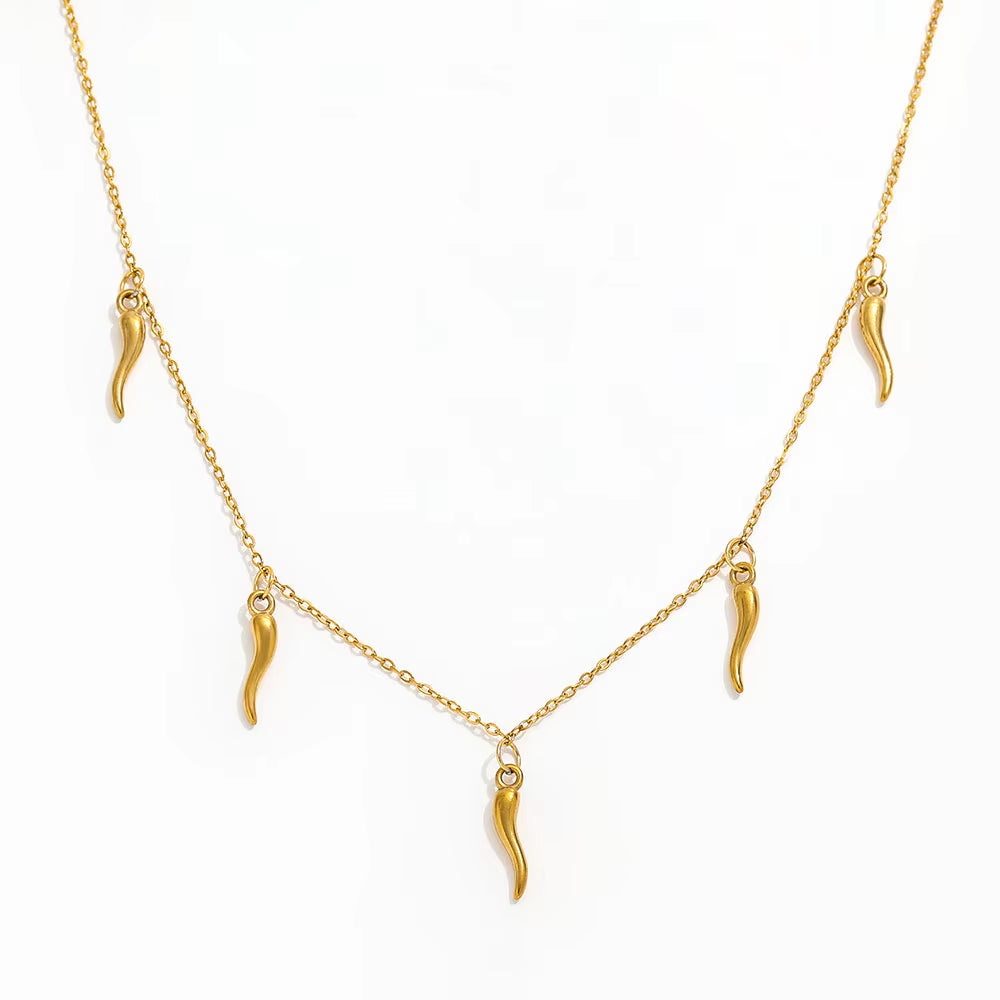 Joolim Jewelry 18K Gold Plated Waterproof&Tarnish Free Fashion Simple Vivid Pepper Pave Pendant Necklace Stainless Steel