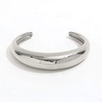 High End 18K PVD Gold Plated Tarnish Free Waterproof Crescent Moon C Cuff Chunky Bracelet Bangle Stainless Steel Jewelry