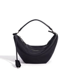 Custom Luxury Top Grain Genuine Leather Half Moon Hobo Bag for Women 2026 Trendy Crescent Shoulder Crossbody Handbag with Charm