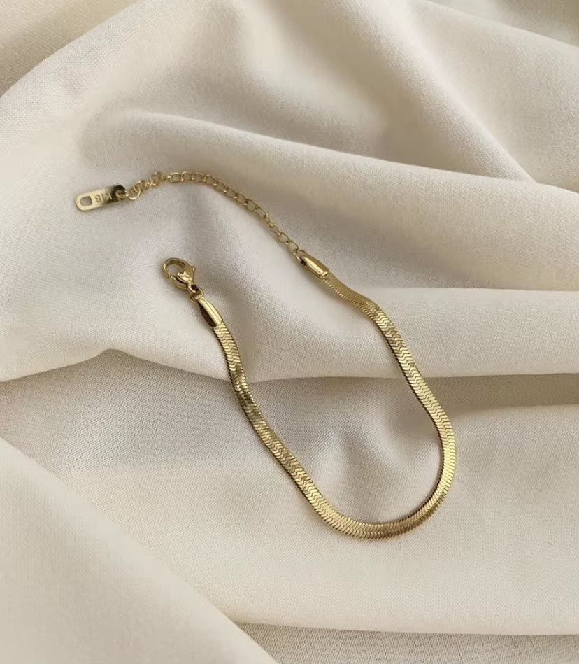 Joolim Stylish Stainless Steel Gold Plated Herringbone Bracelet Stainless Steel Chain Bracelet Wholesale